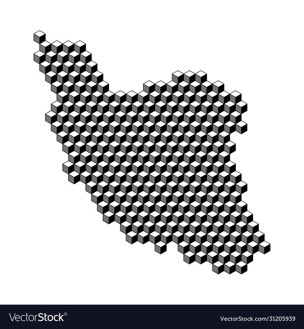 Iran map from 3d black cubes isometric abstract
