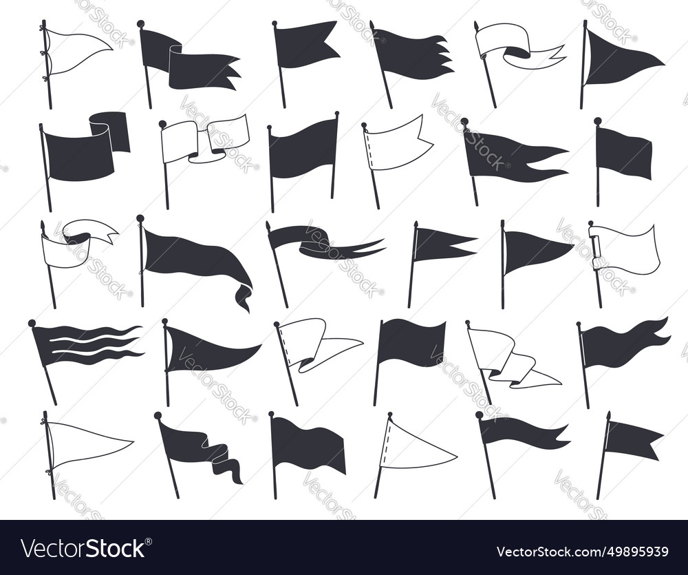 Isolated retro pennants white and black flags Vector Image