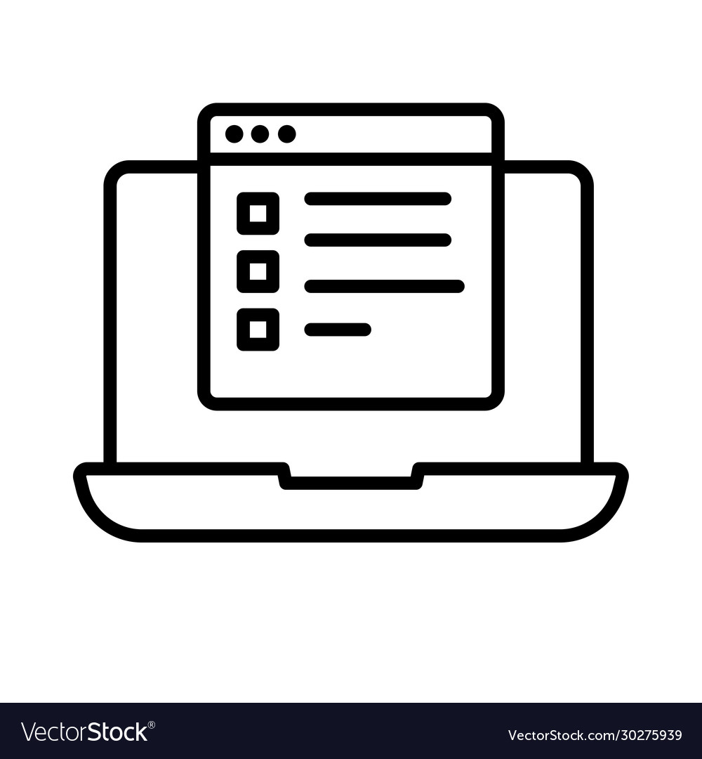 Laptop with template webpage line style icon