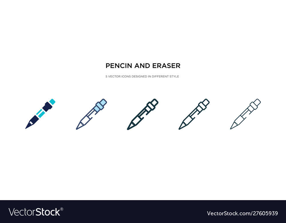 Pencin and eraser icon in different style two