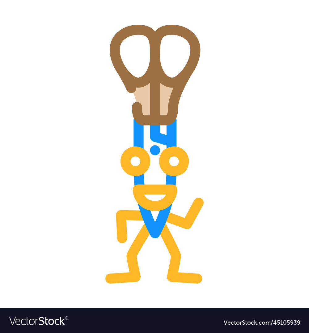 Scissors school character color icon vector image Scissors school character color icon
