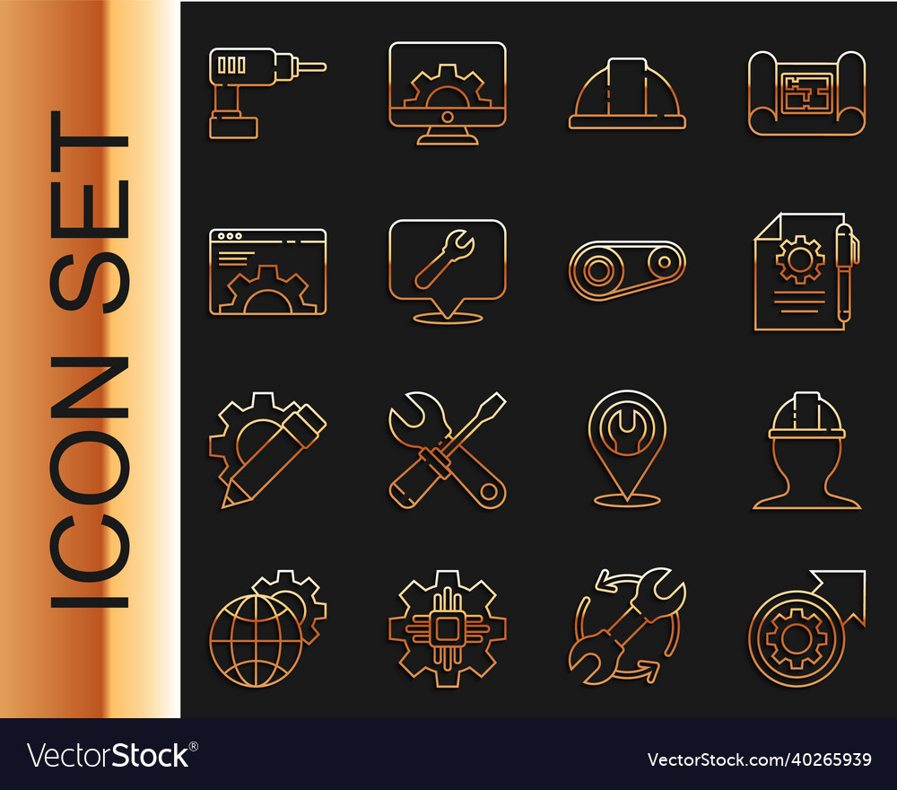 Set line gear and arrows as workflow process vector image Set line gear and arrows as workflow process