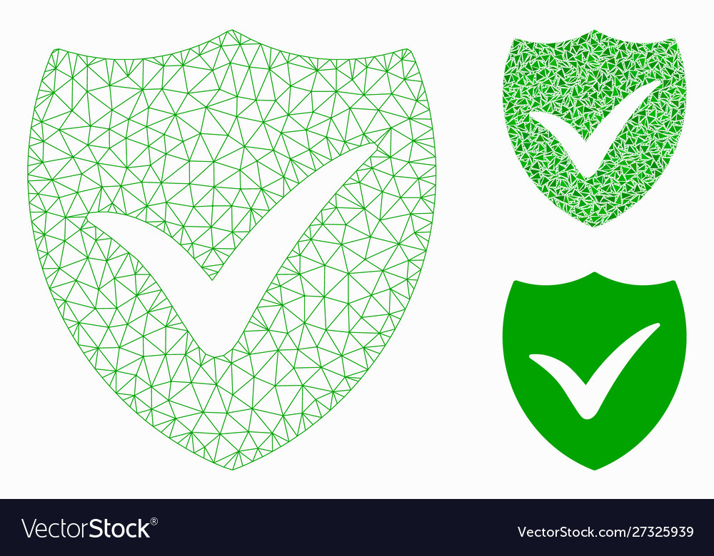 Shield valid mesh wire frame model vector image Shield valid mesh wire frame model