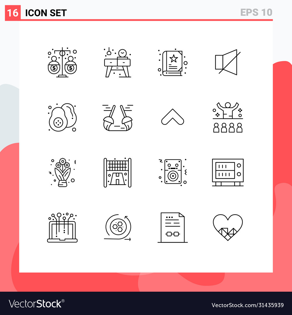 Stock icon pack 16 line signs and symbols