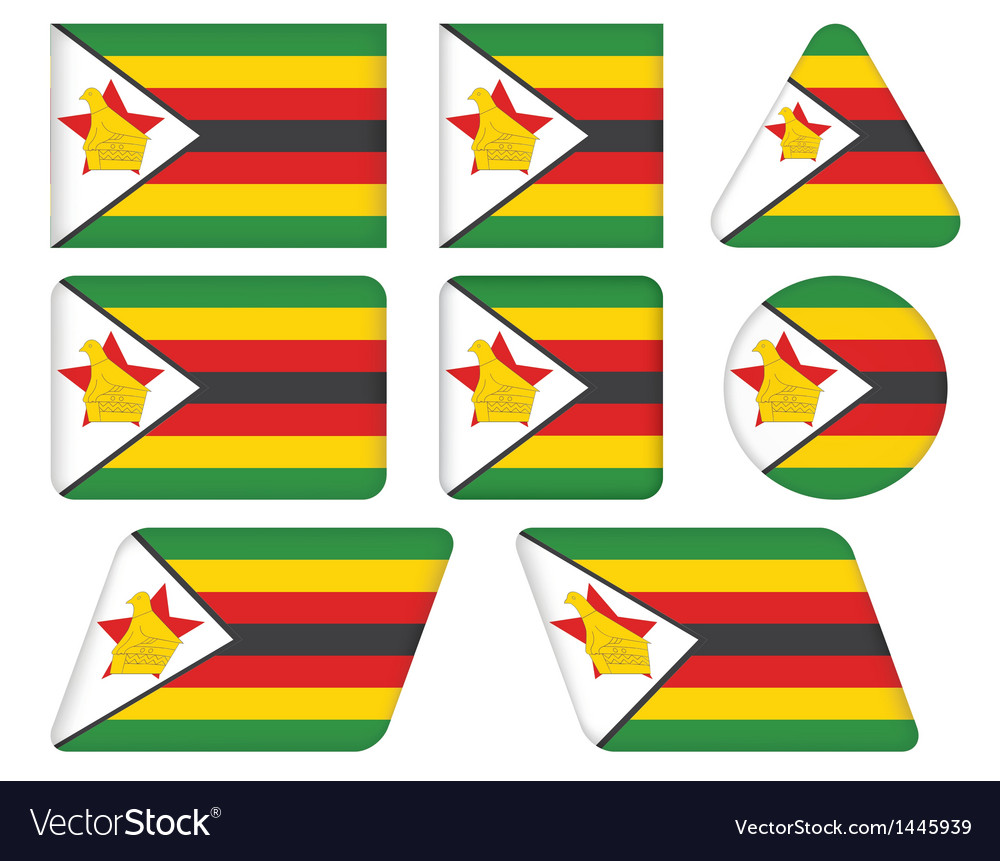 Zimbabwe Flag Buttons Set