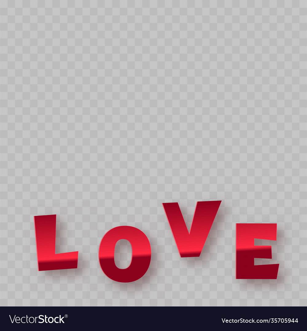 3d red love lettering on transparent background Vector Image