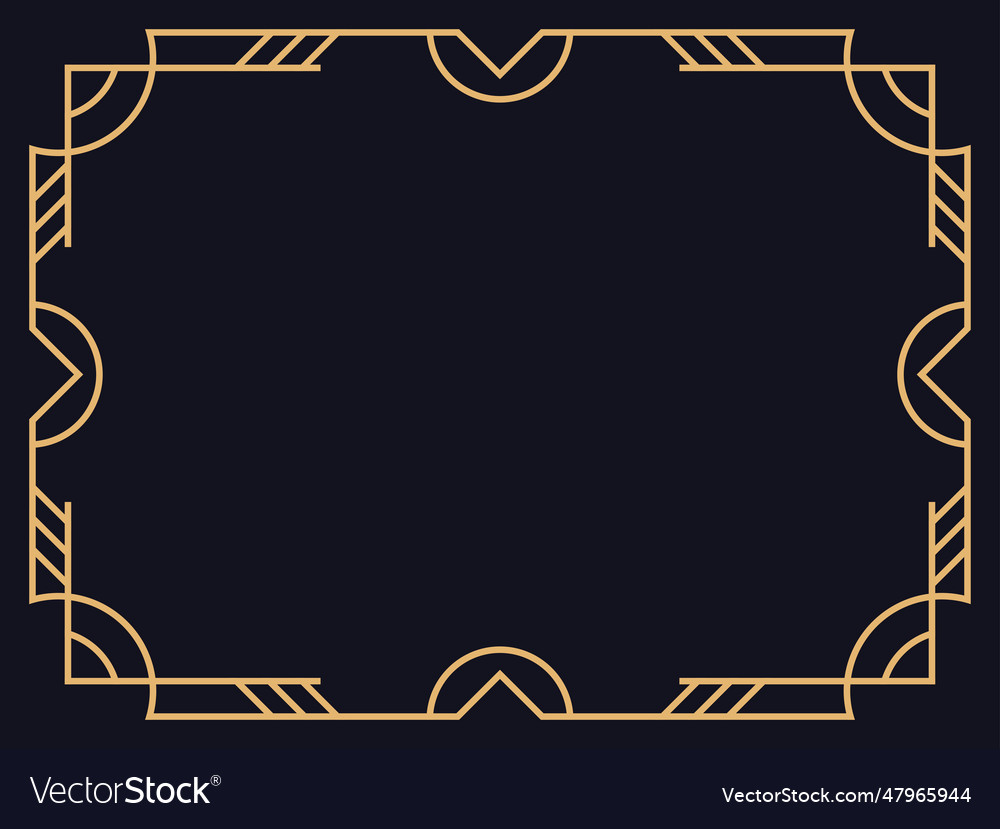 Art deco frame vintage linear border in gold Vector Image