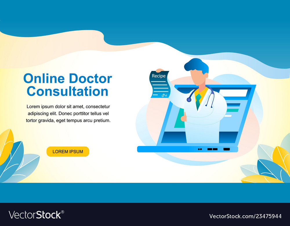 Banner Online Doctor Consultation Royalty Free Vector Image