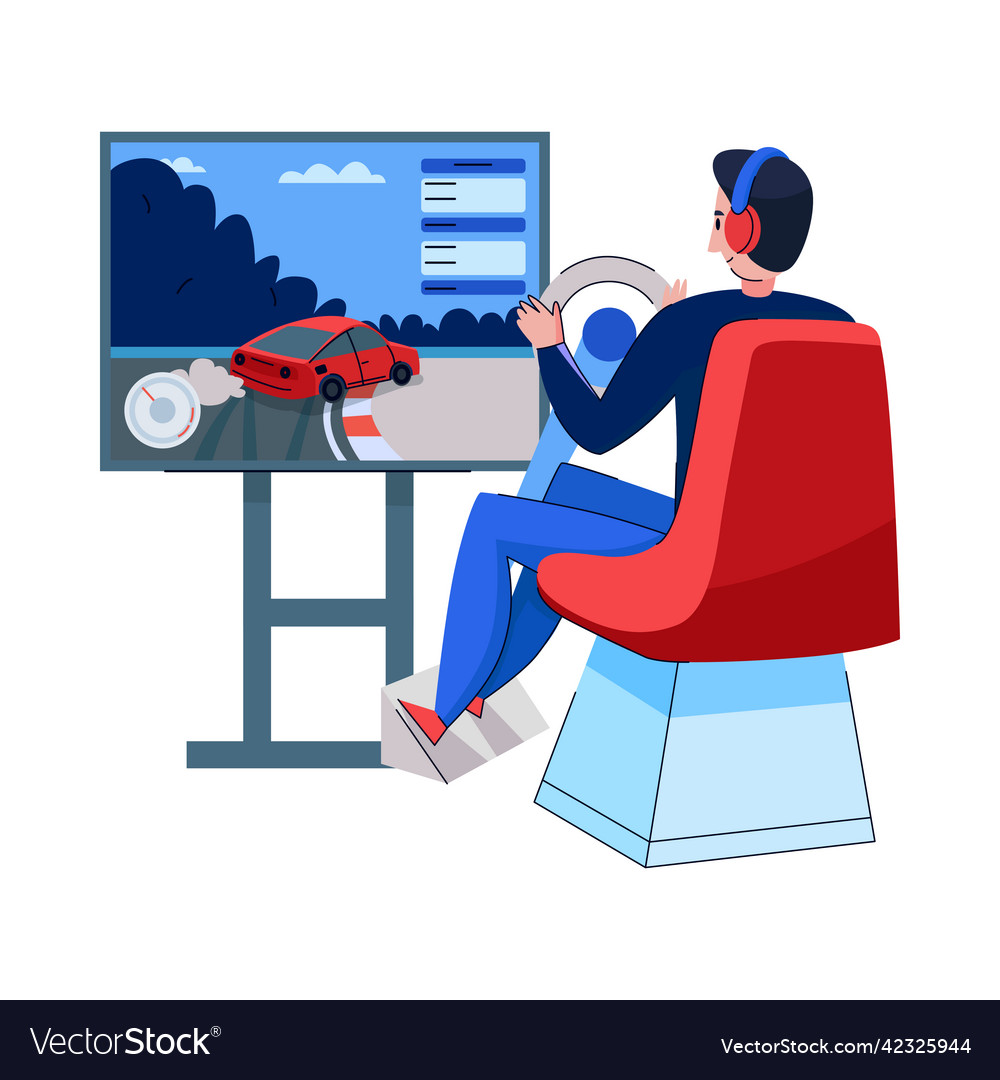 Cyber racing guy composition Royalty Free Vector Image