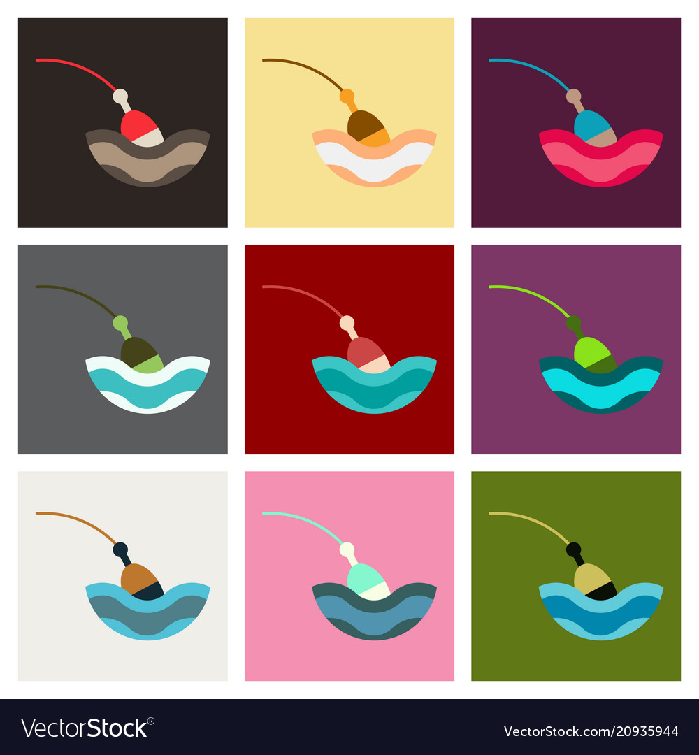 Fishing float flat icon with color background