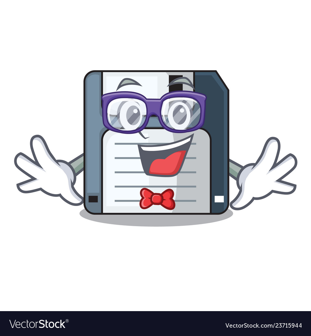 Geek floppy disk isolated with a mascot