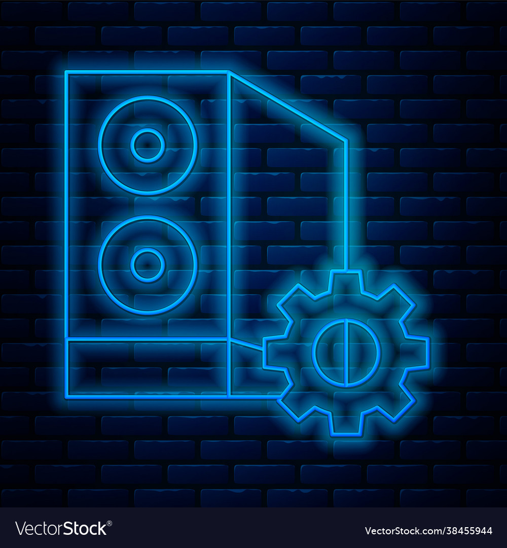 Glowing neon line case computer setting icon Vector Image Glowing neon line case computer setting icon
