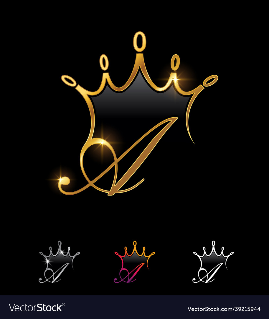 Golden crown monogram initial letter Royalty Free Vector