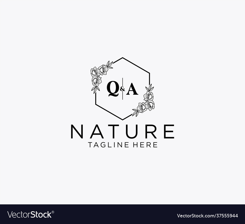 Initial qa letters botanical feminine logo