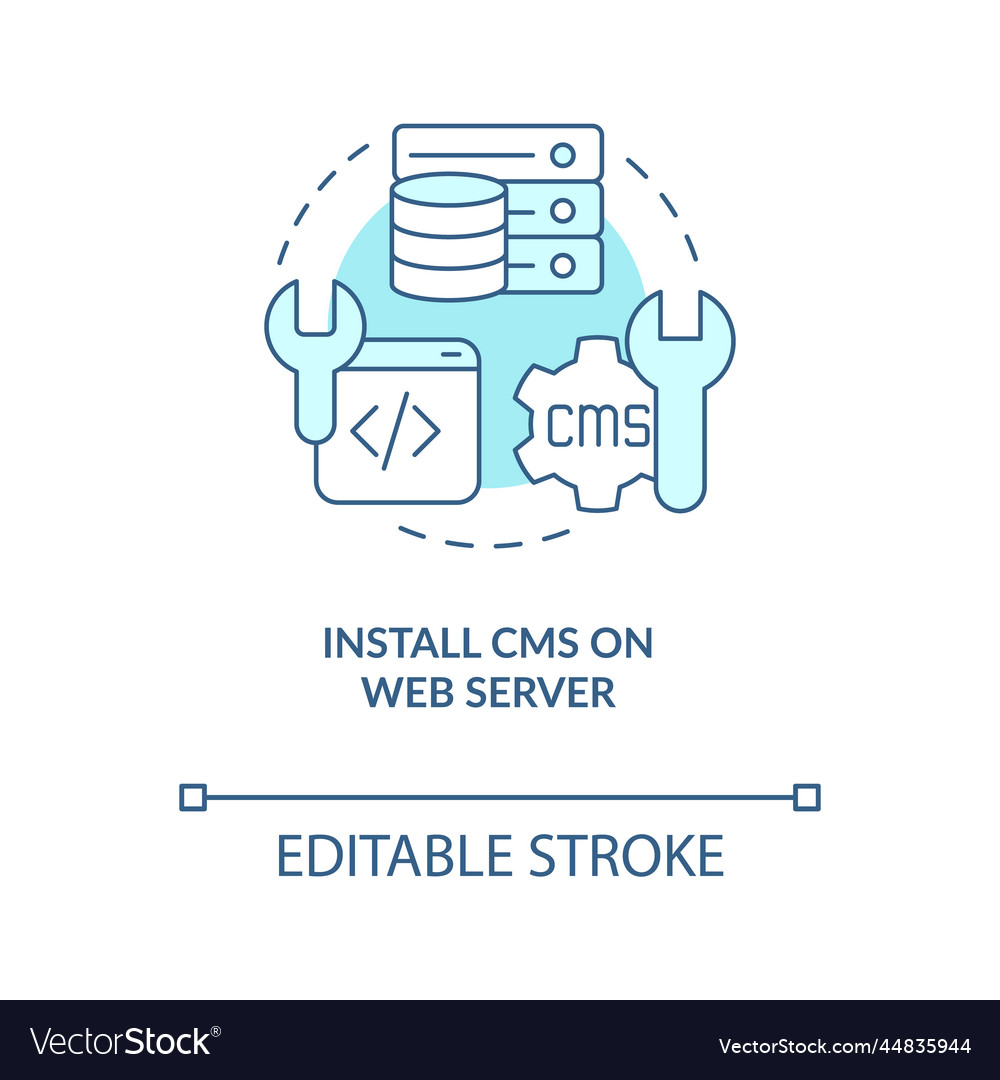 Install cms on web server turquoise concept icon