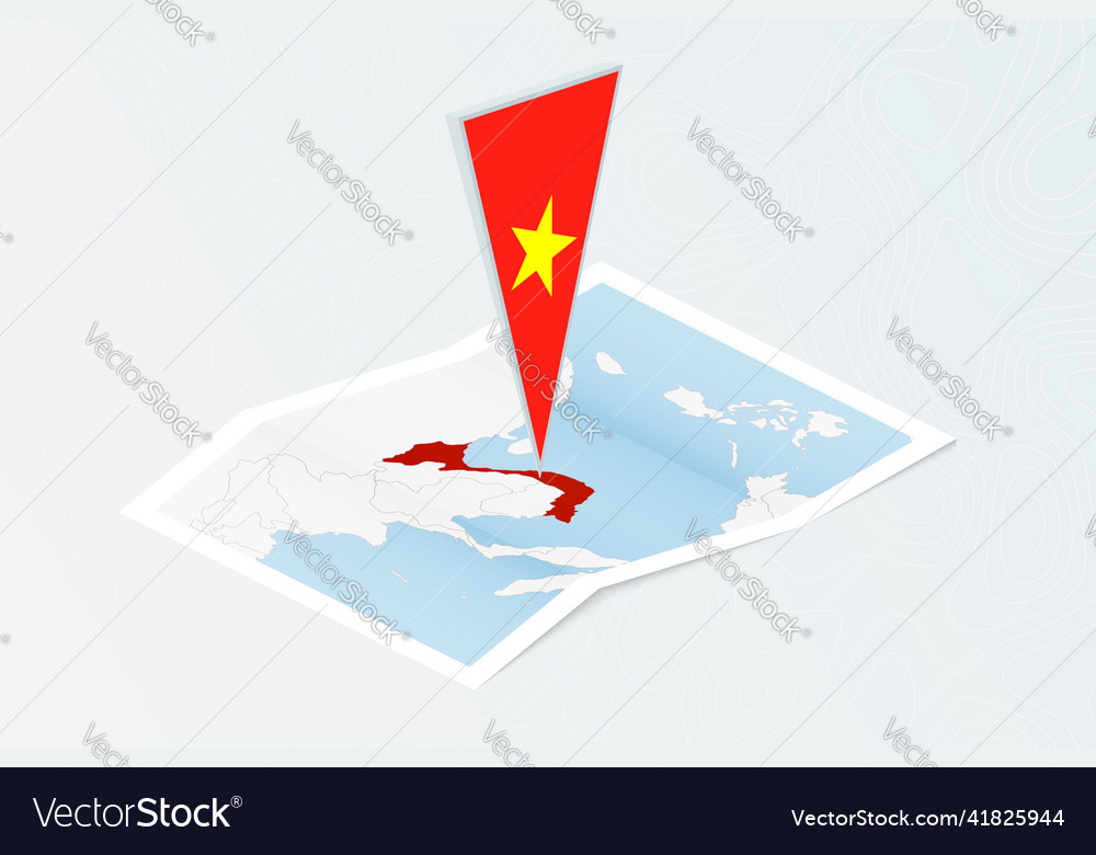 Isometric paper map of vietnam with triangular