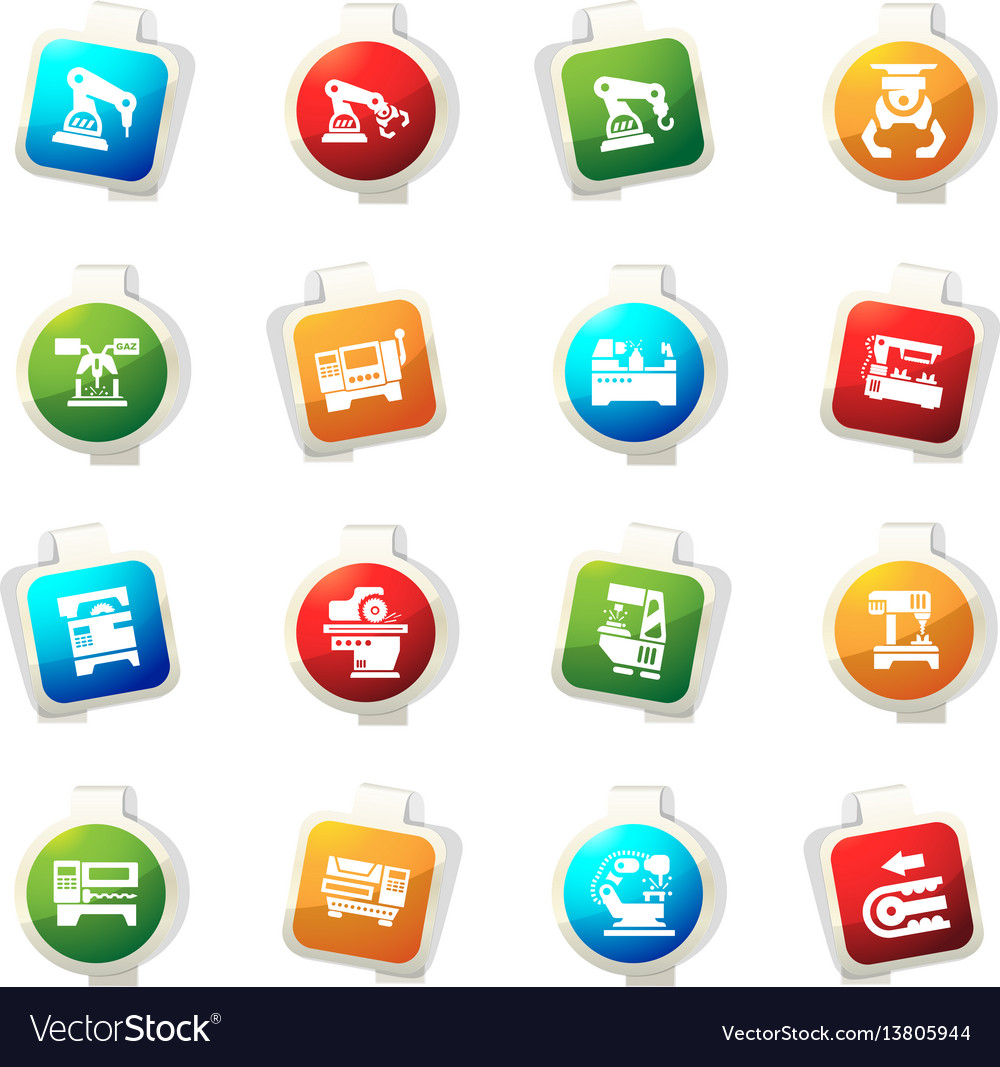 Machine tool icons set vector image Machine tool icons set
