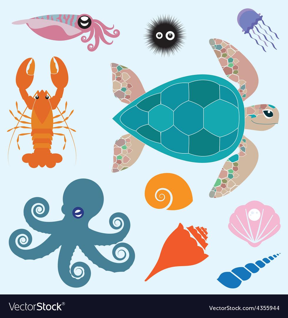 Sea set Royalty Free Vector Image - VectorStock