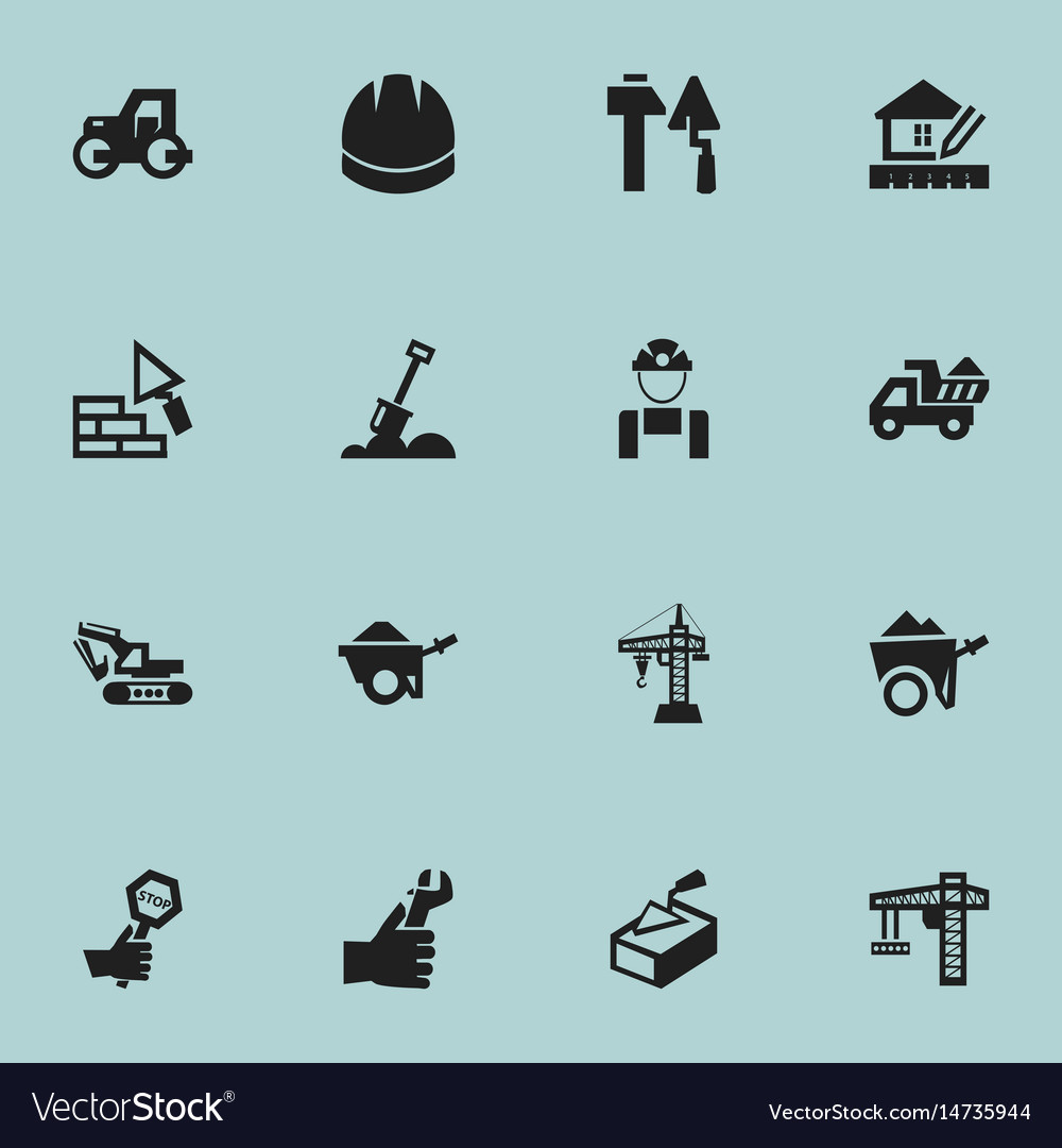 Set of 16 editable building icons includes