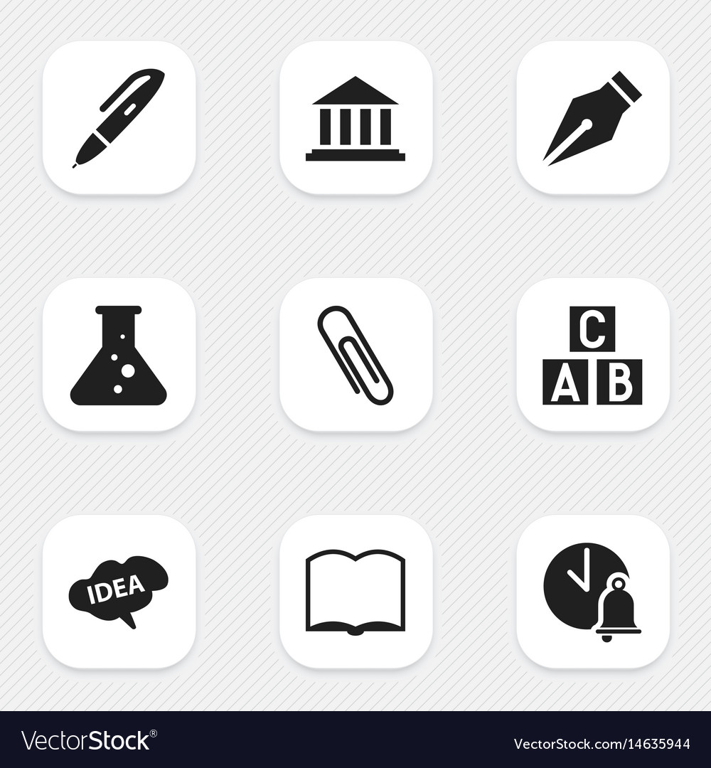 Set of 9 editable university icons includes
