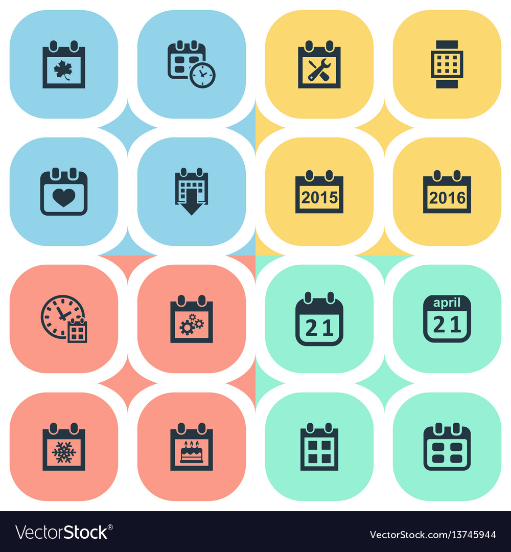 Set of simple date icons vector image Set of simple date icons