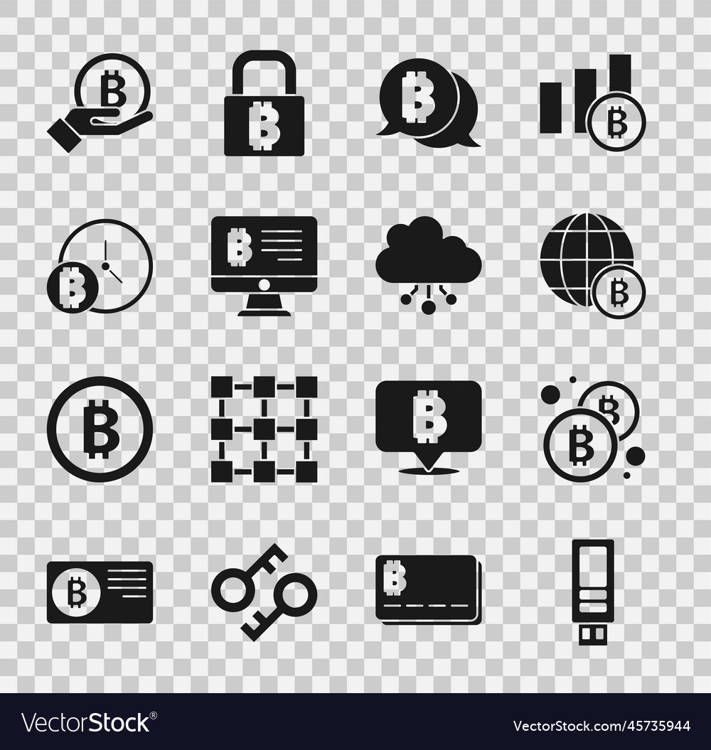 Set usb flash drive bitcoin globe mining vector image Set usb flash drive bitcoin globe mining