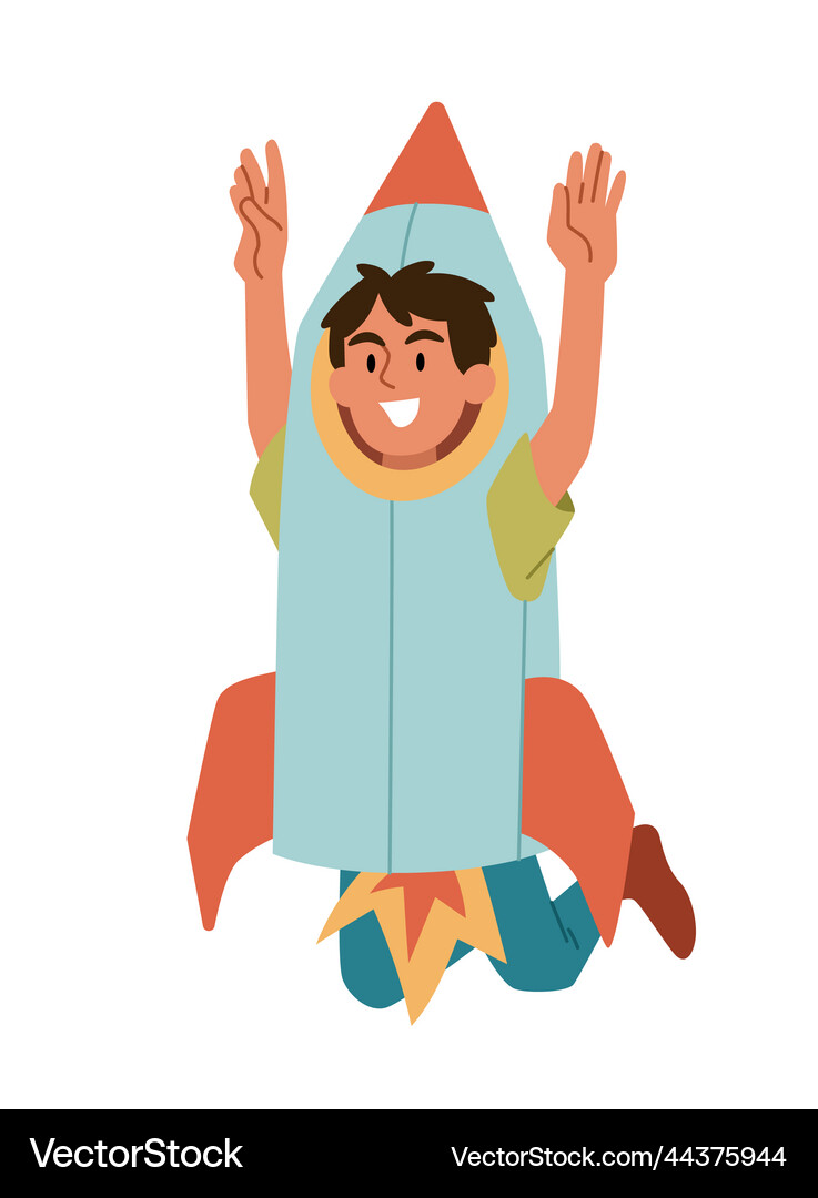 Small boy with rocket Royalty Free Vector Image