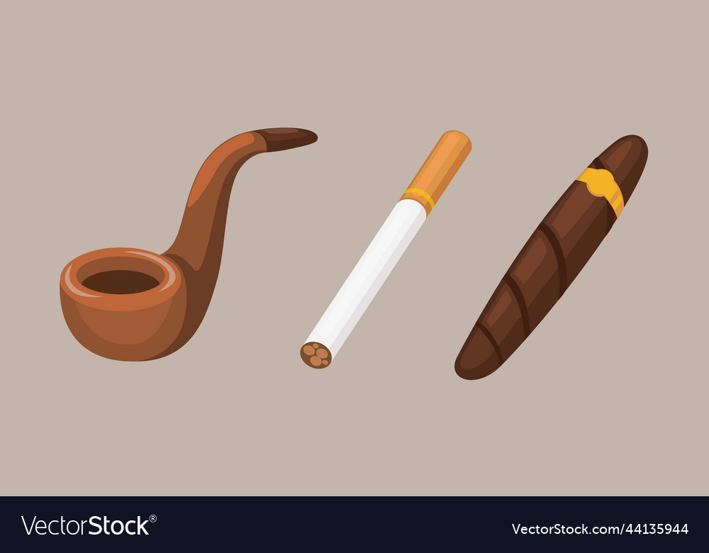 Smoking symbol object collection set vector image Smoking symbol object collection set