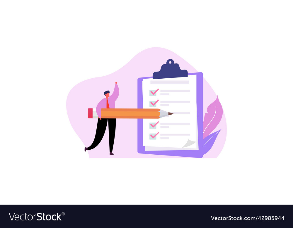 Task done business concept with tiny person vector image Task done business concept with tiny person