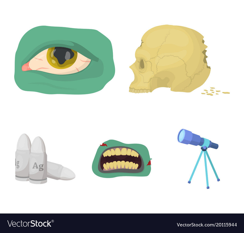 Zombies and attributes cartoon icons in set