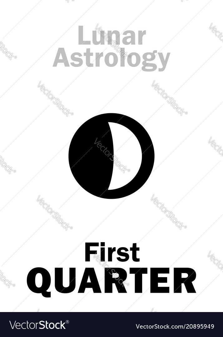 Astrology first quarter of moon Royalty Free Vector Image