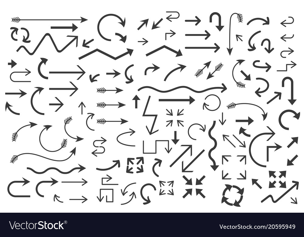 Black arrows set large collection of simple icons