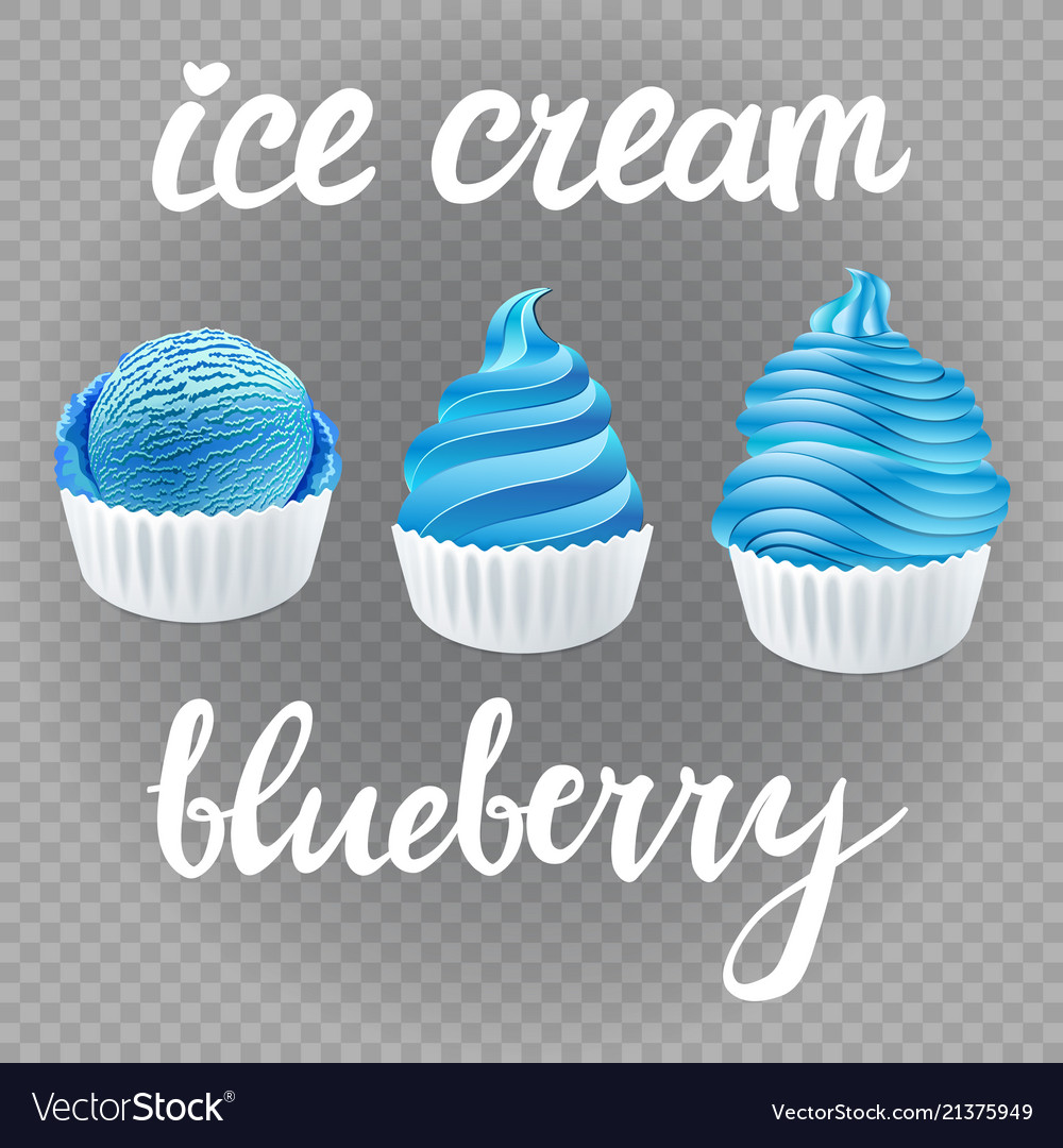 Blue set ice cream scoops poster design