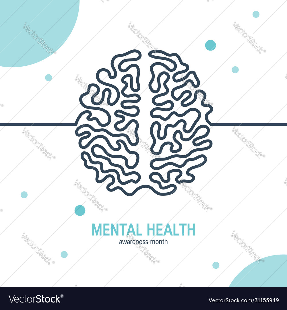 Brain continuous line icon simple image vector image Brain continuous line icon simple image