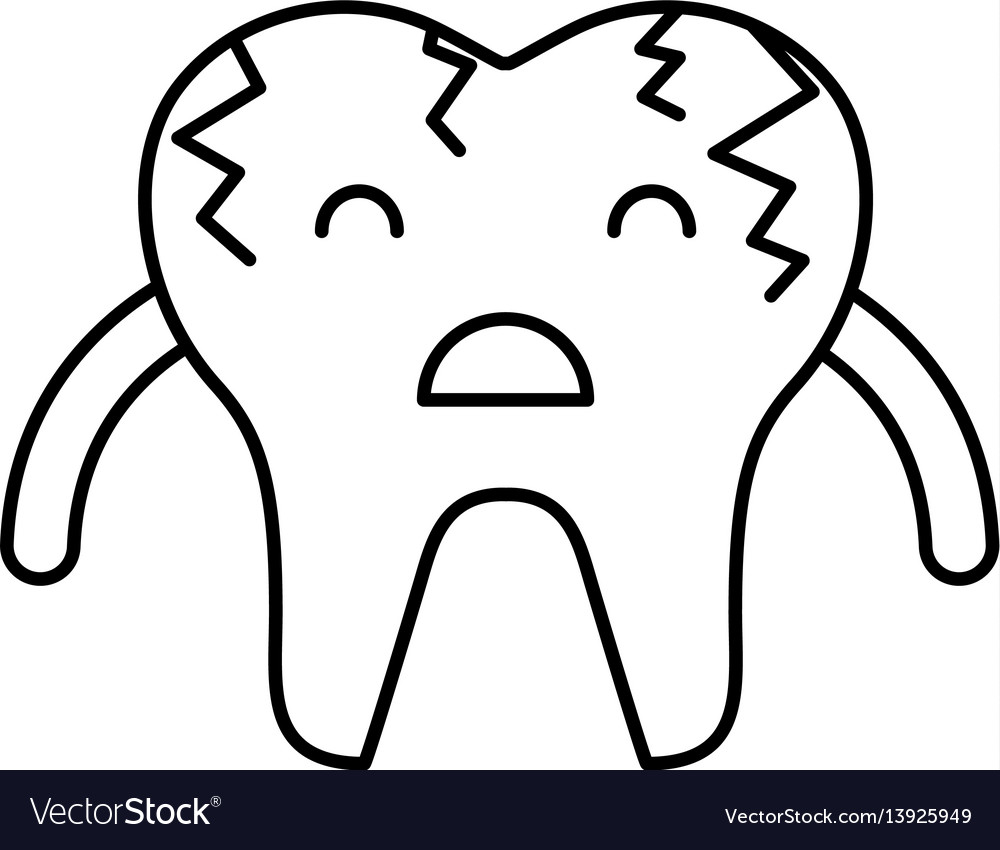 Broken tooth sad character icon Royalty Free Vector Image