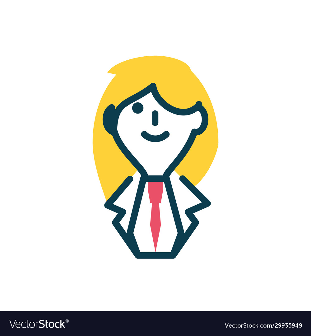 Cartoon businesswoman icon half color style