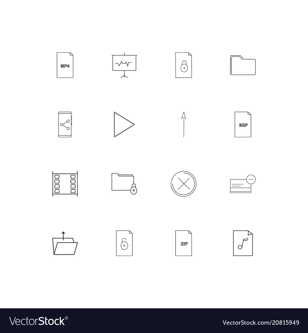 Files and folders sign linear thin icons set