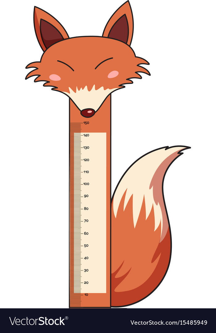 Height measurement chart with wild fox Royalty Free Vector