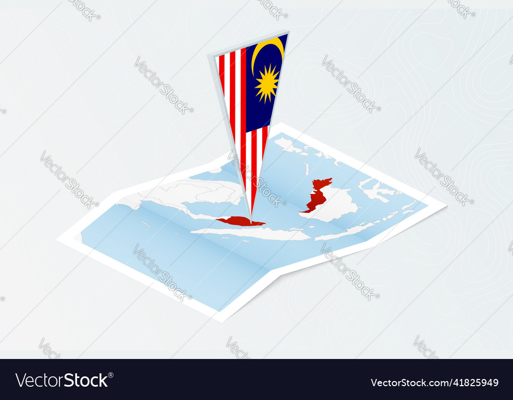 Isometric paper map of malaysia with triangular