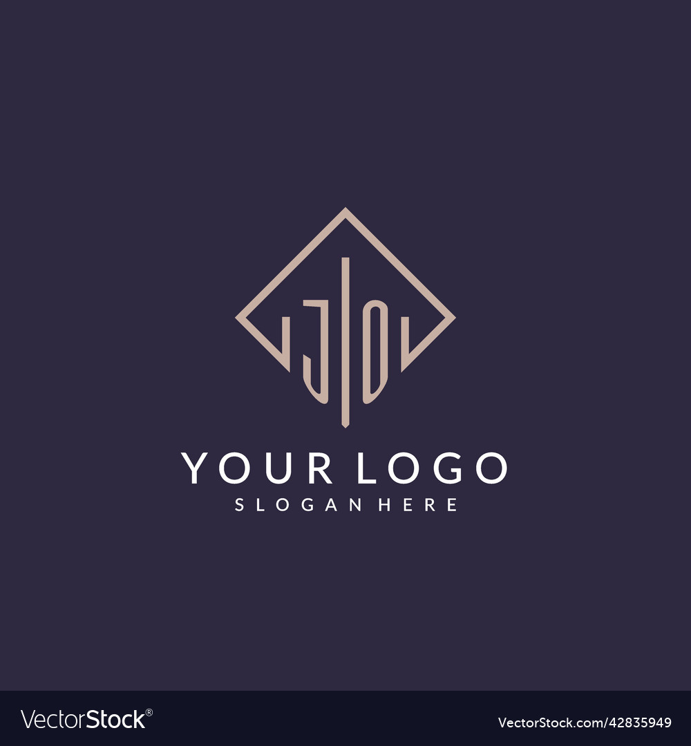 Jo initial monogram logo with rectangle style
