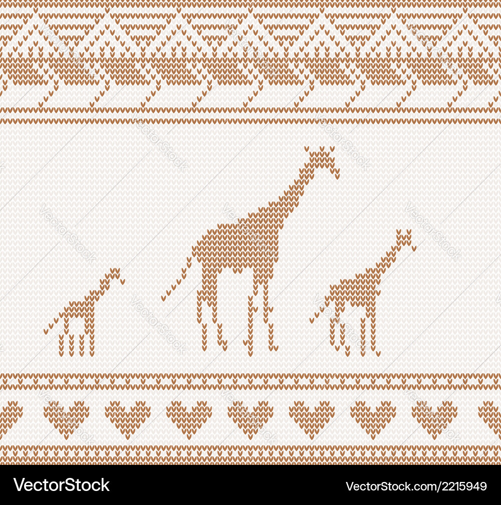 Knitted pattern with giraffe Royalty 