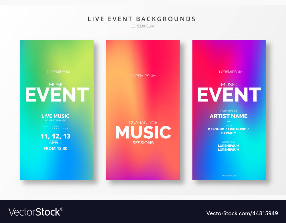 Live event gradient banner template set design vector image Live event gradient banner template set design