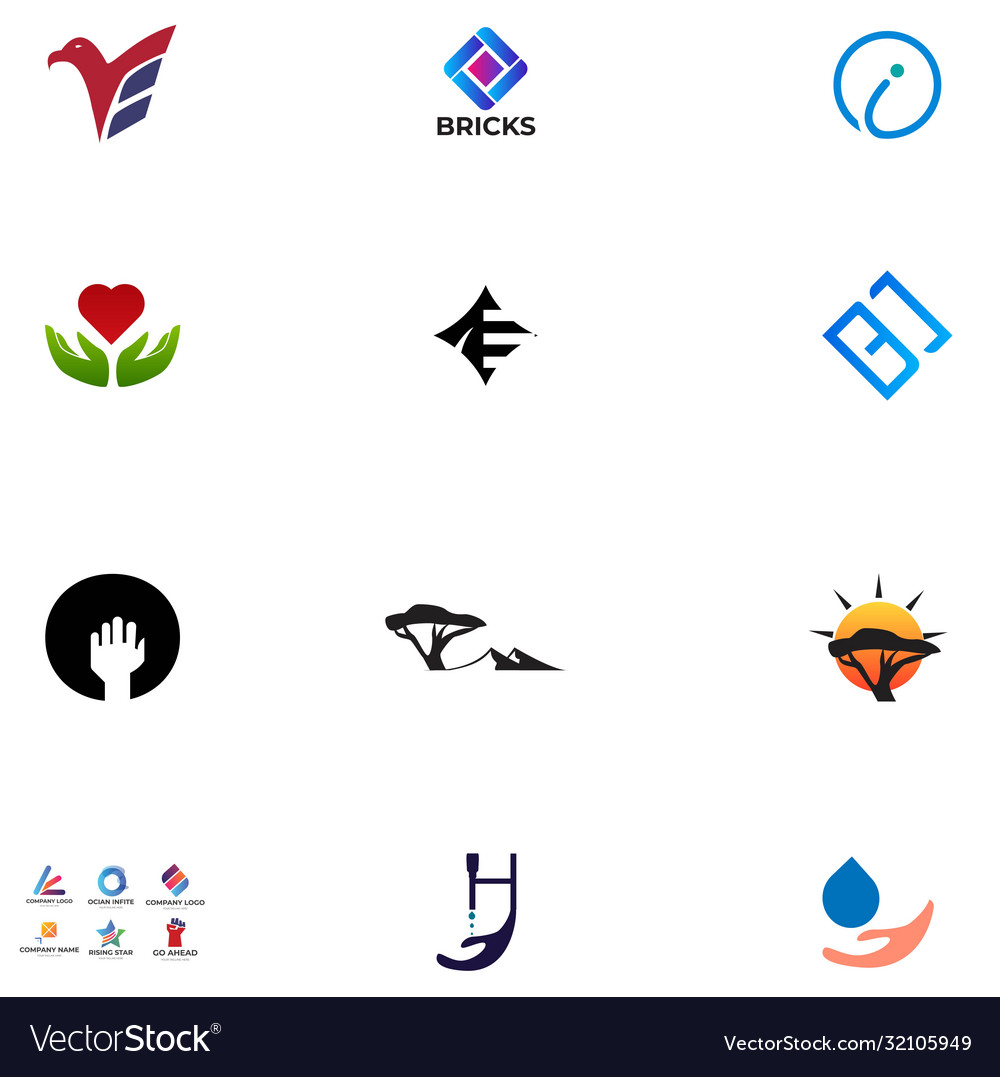 Logo and icons graphic resources mega bundle set Vector Image Logo and icons graphic resources mega bundle set
