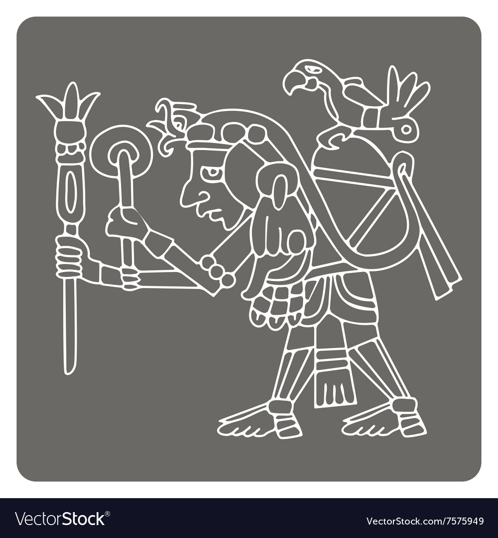 Monochrome icon with symbols from aztec codices