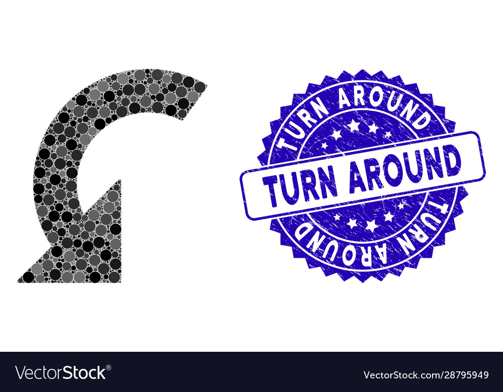 Mosaic rotate left icon with textured turn around