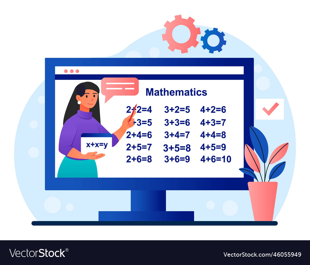 Online Learning Concept - Girl with Multiplication