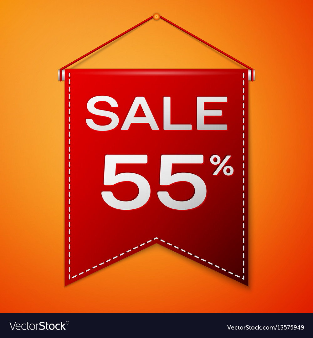 Red Pennant With Inscription Sale Fifty Five Vector Image