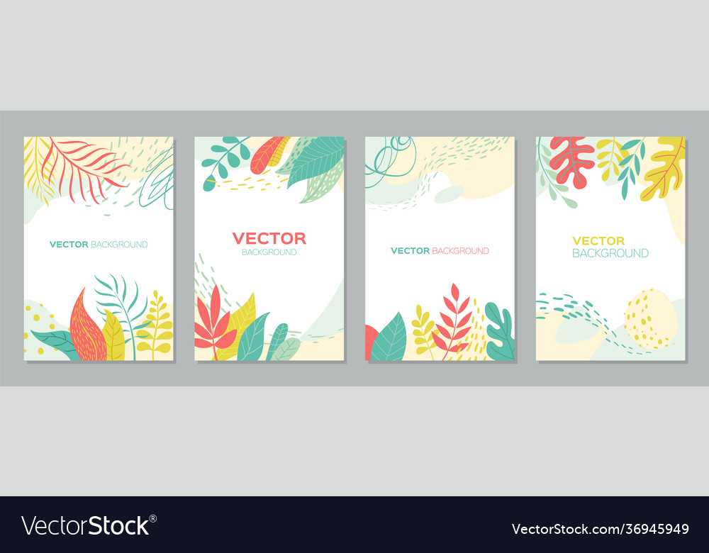 Set abstract plants backgrounds with empty vector image Set abstract plants backgrounds with empty