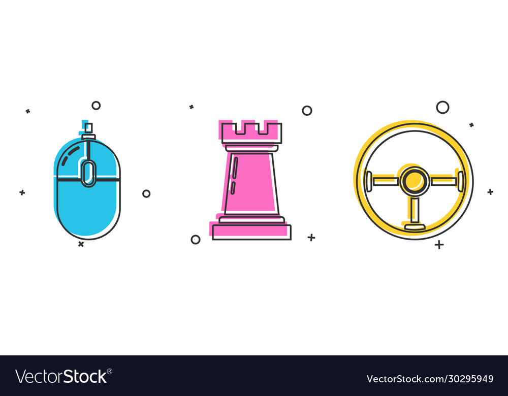 Set computer mouse chess symbol and steering