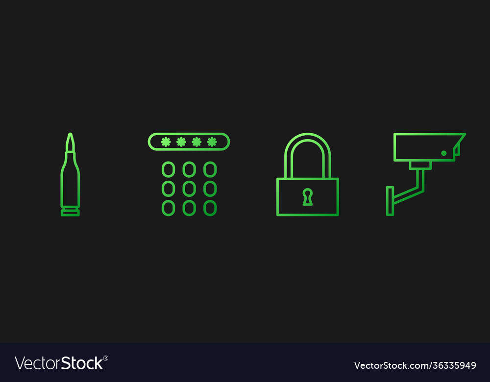 Set line lock bullet password protection Vector Image Set line lock bullet password protection